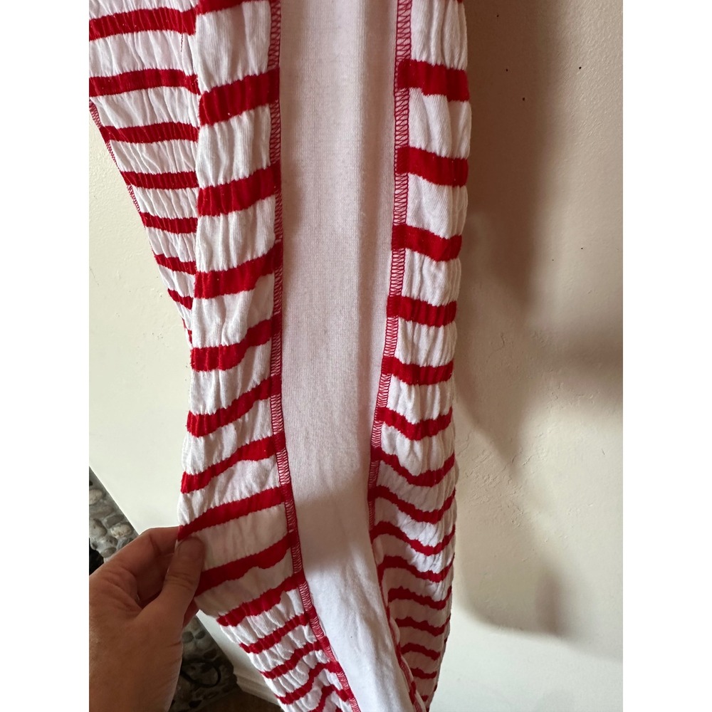 Phyllis Sues Vintage Red White Striped Crinkle Pants Tropical Patch Retro Small - Picture 12 of 16